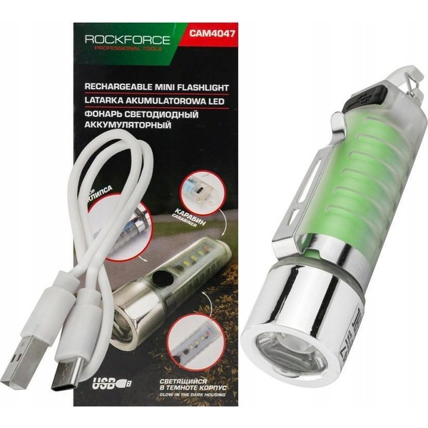  Rockforce Latarka akumulatorowa mini LED 6w1 USB-C 100 lm 500 mAh