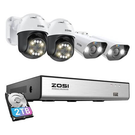 ZOSI 2db C296 WiFi 5MP kamera + 2db C182 WiFi 8MP kamera + 8ch NVR + 2TB HDD (6941709235741) (9235741)