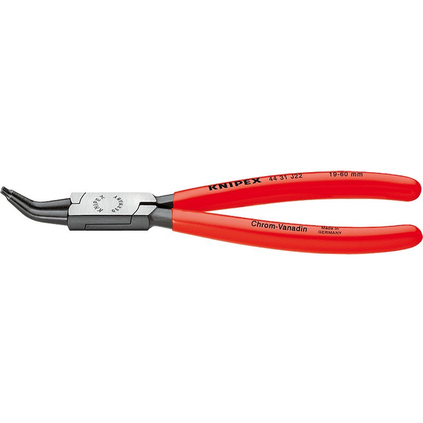 Seegergyűrű fogó belső gyűrűkhöz (furatok) 310 mm, befogás: 85-140 mm, 45°-ban hajlított, Knipex 44 31 J42