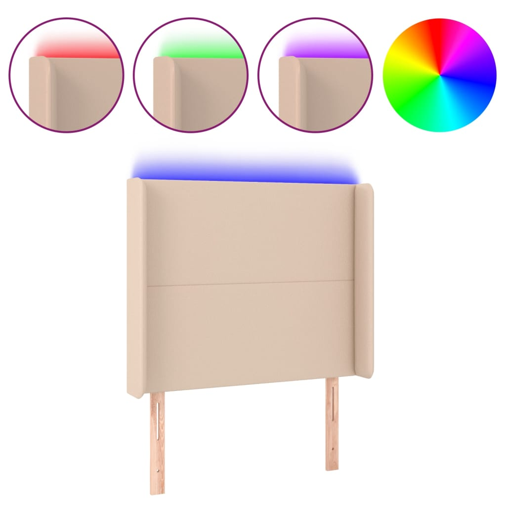 cappuccino műbőr LED-es fejtámla 103x16x118/128 cm (3123857)