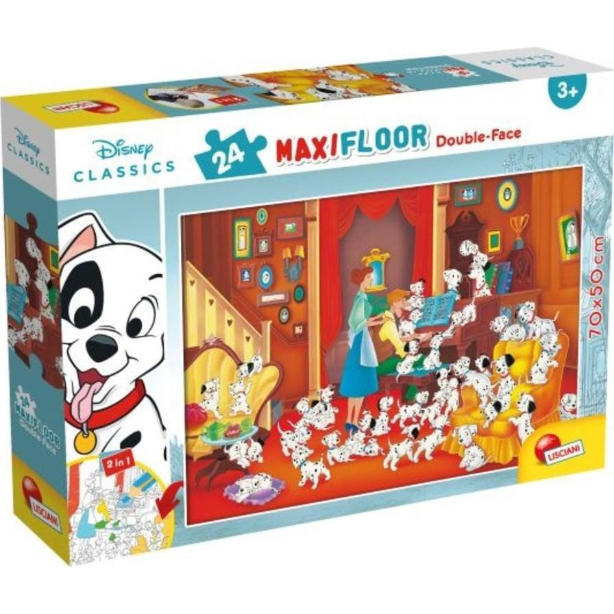 Disney 101 kiskutya 2 az 1-ben maxi 24db-os puzzle és színező 70x50cm - Lisciani (452653)