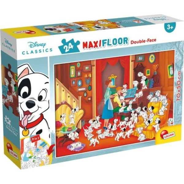 Disney 101 kiskutya 2 az 1-ben maxi 24db-os puzzle és színező 70x50cm - Lisciani