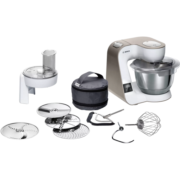 Кухненски робот Bosch MUM 5XW10, 1000W, 3.9l, Бял/Кафяв