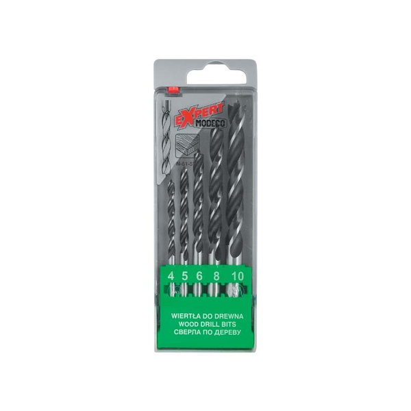 Wiertło Modeco do drewna kręte walcowe 4 5 6 10 8mm zestaw (MN-61-571)