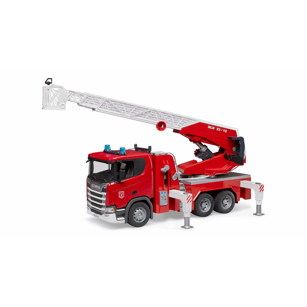 Scania Super 560R Feuerwehr mit Drehleiter, Wasserpumpe, Light & Sound