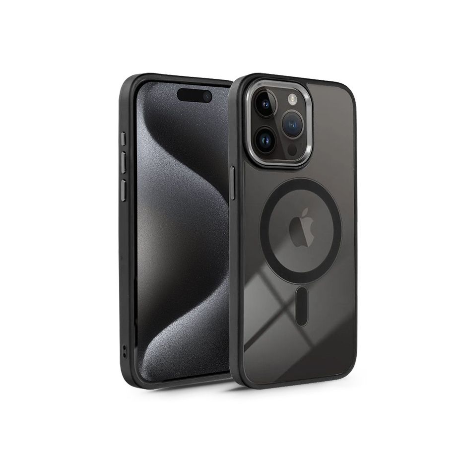 Apple iPhone 15 Pro szilikon hátlap - Edge Mag Cover - fekete/átlátszó (PT-6837)