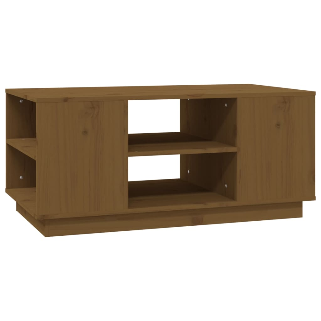 mézbarna tömör fenyőfa dohányzóasztal 90x49x40,5 cm (814402)