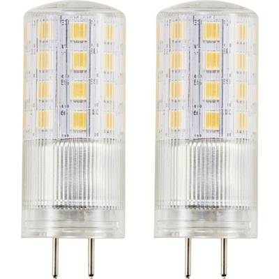 Sygonix SY-6442042 LED EEK F (A - G) GY6.35 Izzólámpa forma 4.5 W = 40 W Melegfehér (Ø x H) 18 mm x 50 mm 2 db (SY-6442042)