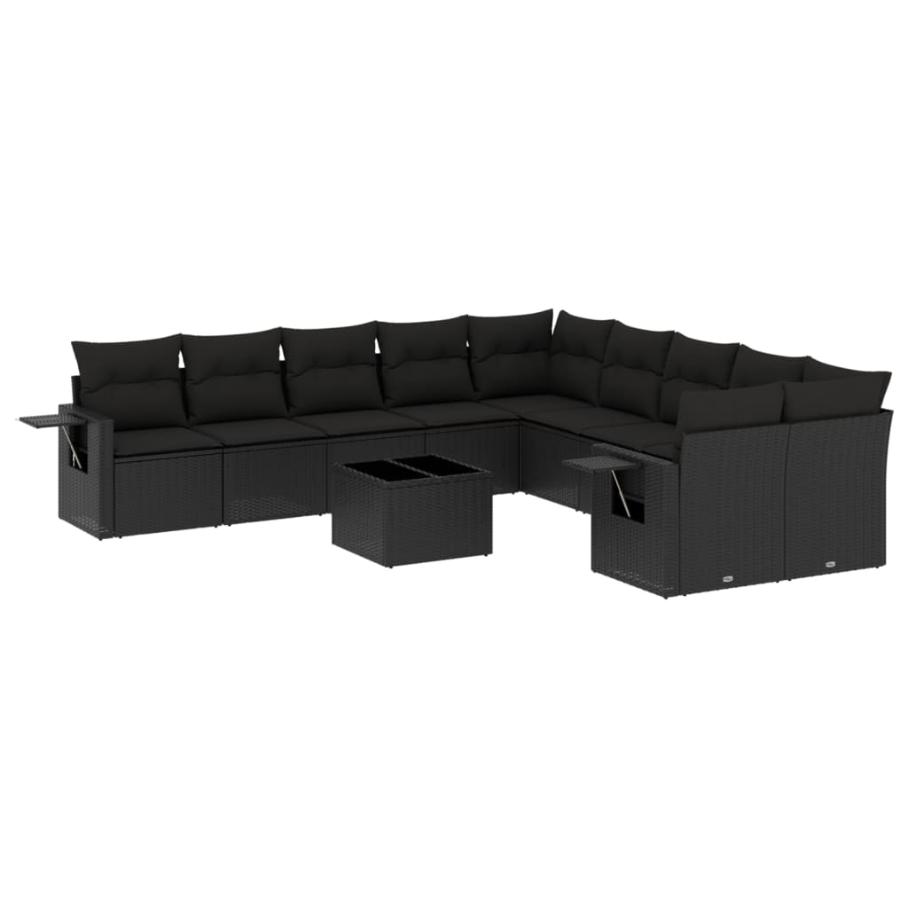 11 részes fekete polyrattan kerti ülőgarnitúra párnákkal (3220714)