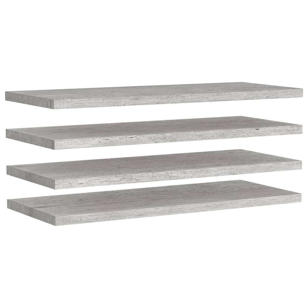 4 db betonszürke MDF lebegő fali polc 90 x 23,5 x 3,8 cm (326605)