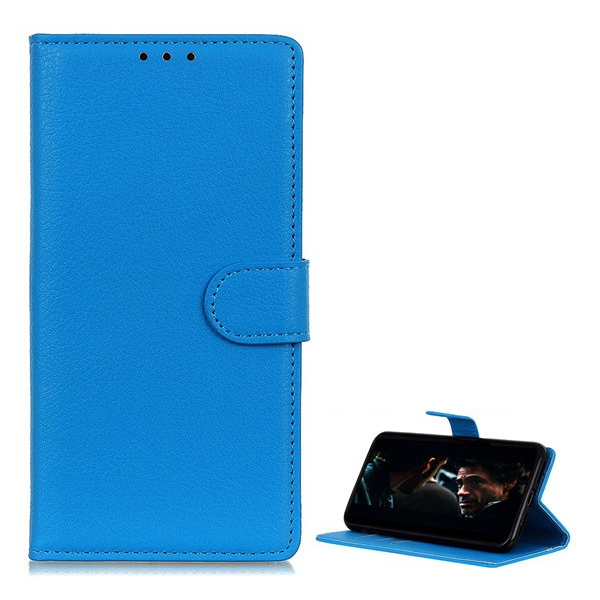 Tok álló, bőr hatású (FLIP, oldalra nyíló, asztali tartó funkció, prémium) VILÁGOSKÉK [Samsung Galaxy S20 Ultra 5G (SM-G988B)] (5996457930296)