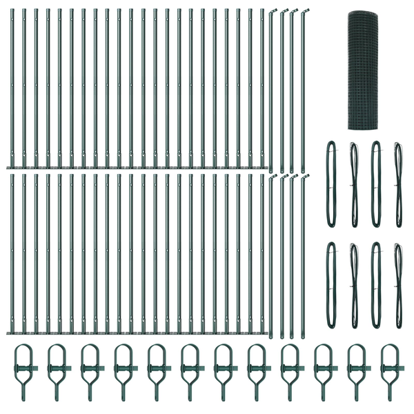Hegesztett Drótháló Kerítés 13 Flancos Oszlopokkal Zöld 0.4x100 m Acél