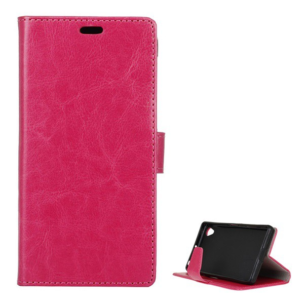 Tok álló, bőr hatású (FLIP, oldalra nyíló, asztali tartó funkció, prémium) RÓZSASZÍN [Sony Xperia L1 (G3312)] (5996457701780)