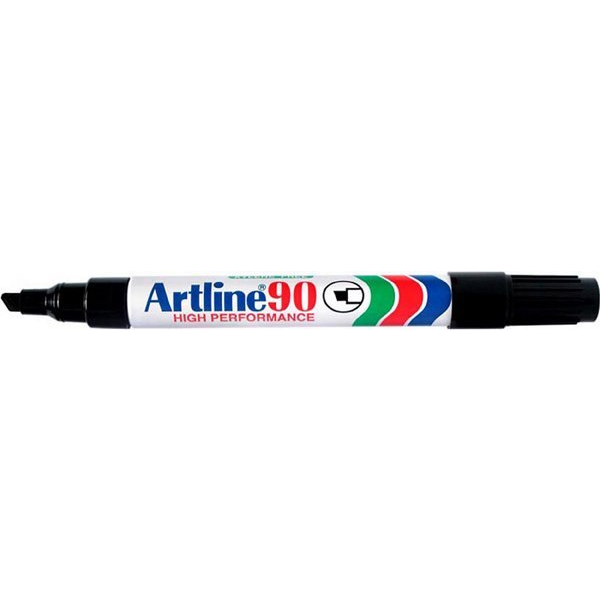 Rotulador Artline Marcador Permanente Ek-90 Negro -punta Biselada 5 Mm -papel Metal Y Cristal 12 Unidades