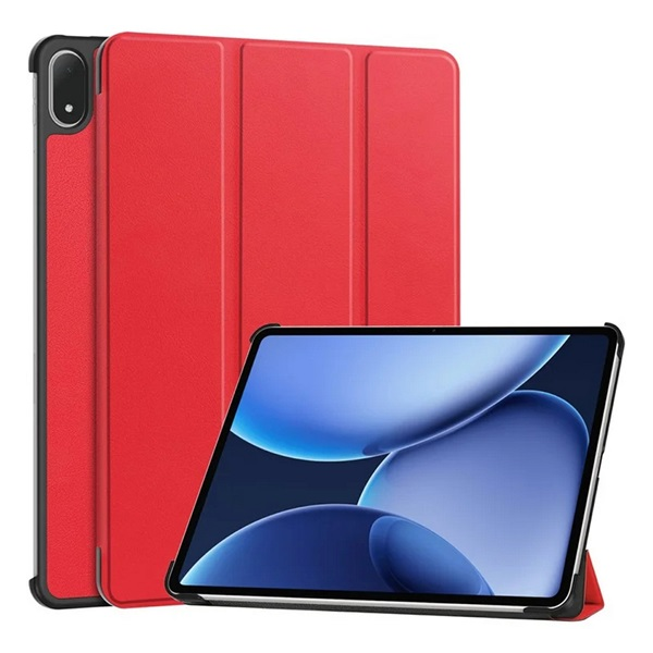 Tok álló, bőr hatású (aktív FLIP, oldalra nyíló, TRIFOLD, asztali tartó) PIROS OnePlus Pad 3 "Gigapack csomagolás" (GP-171806)