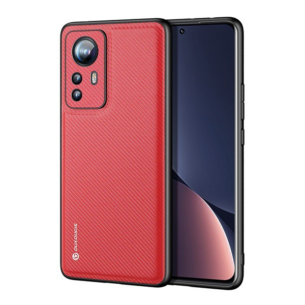 DUX DUCIS FINO szilikon telefonvédő (műanyag belső, közepesen ütésálló, rács minta) PIROS [Xiaomi 12 Pro] (5996591128191)
