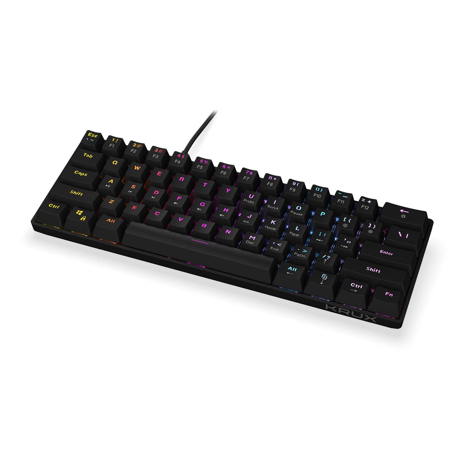 Krux Qara 60% Vezetékes Mechanikus Gaming Billentyűzet (Fekete) - Angol (US) (KRX0137)