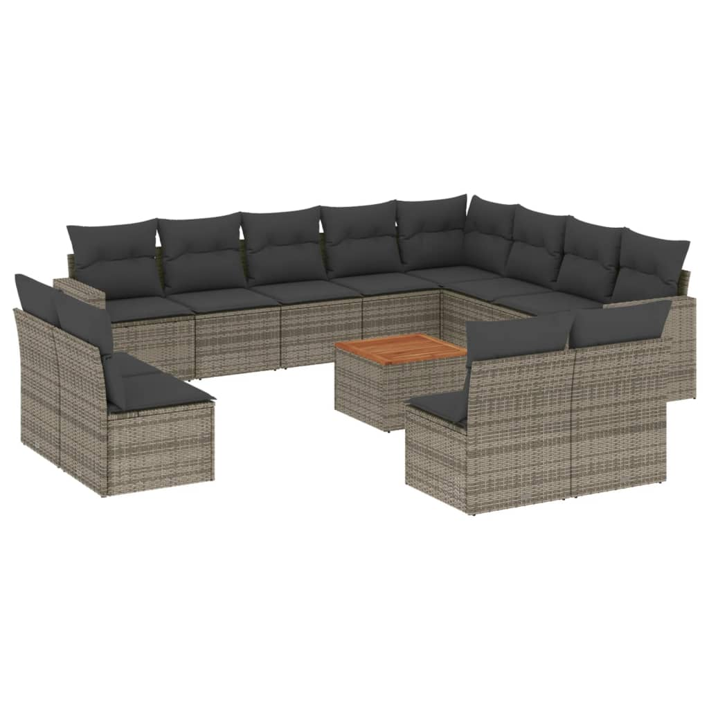 13 részes szürke polyrattan kerti ülőgarnitúra párnákkal (3224373)