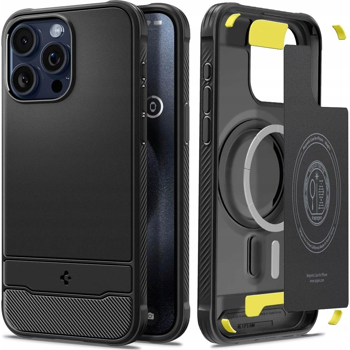 Spigen Rugged Armor MagFit Apple iPhone 16 Pro Max tok, Matte Black, fekete ACS07986 (8809971229227-ACS07986)