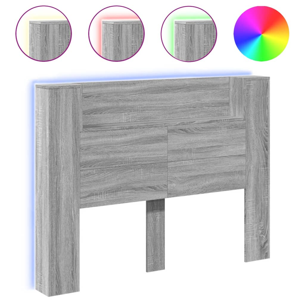 szürke sonoma színű áthidalószekrény LED-ekkel 140x16,5x103,5cm (839250)