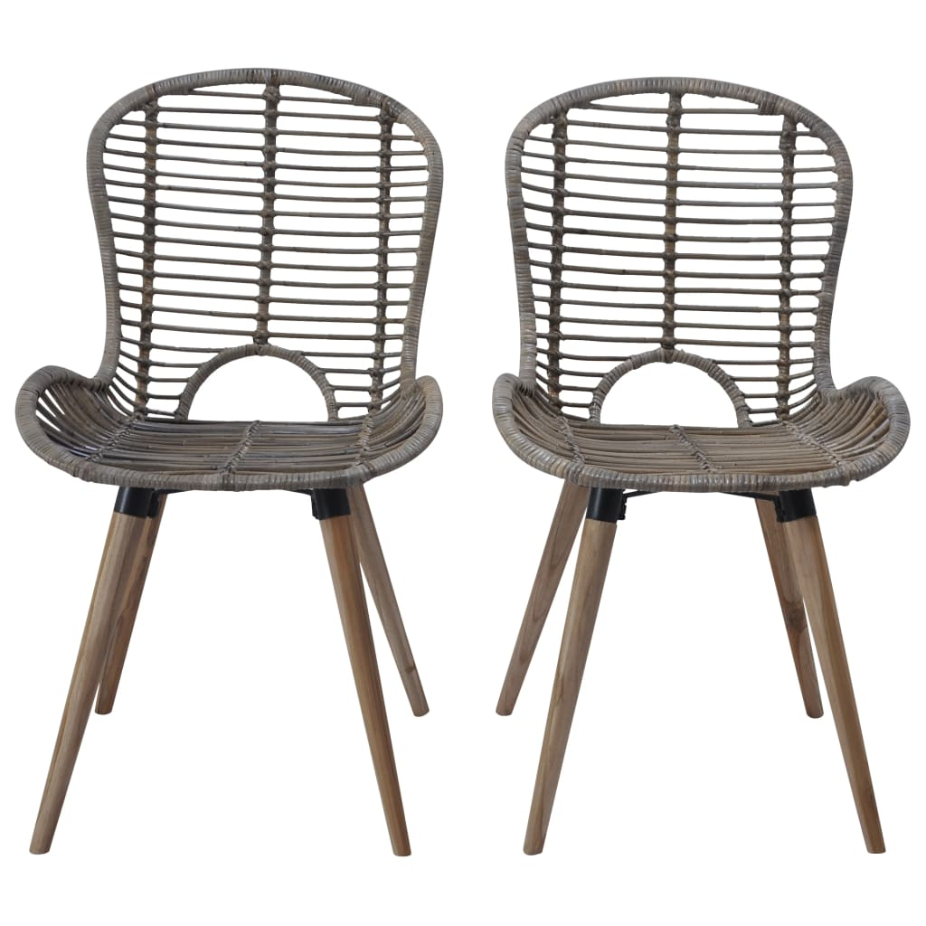 2 db barna természetes rattan étkezőszék (246853)