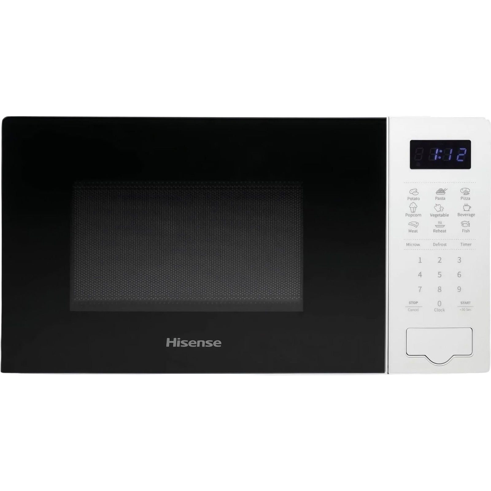 Hisense H20MOWS4UK mikróhullámú sütő Fehér Egyszerű mikrohullámú sütő Szabadonálló 20 L 700 W (3838782612190)