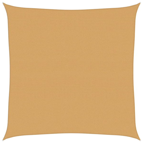 homokszínű négyzet alakú HDPE napvitorla 160 g/m² 7x7 m