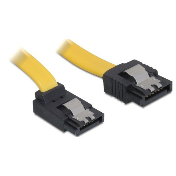 Delock DL82472 SATA sárga felfele / egyenes csatl. (fémlappal) 30 cm-es összekötő kábel (DL82472)