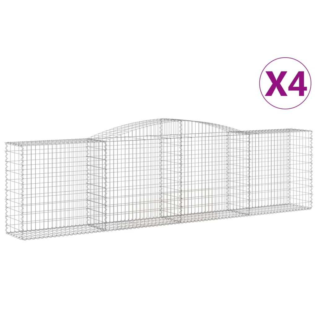 4 db íves horganyzott vas gabion kosár 400x50x100/120 cm (3146998)