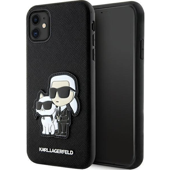 Karl Lagerfeld Saffiano Karl and Choupette NFT iPhone 11 Tok - Fekete/Mintás (KLD1595)