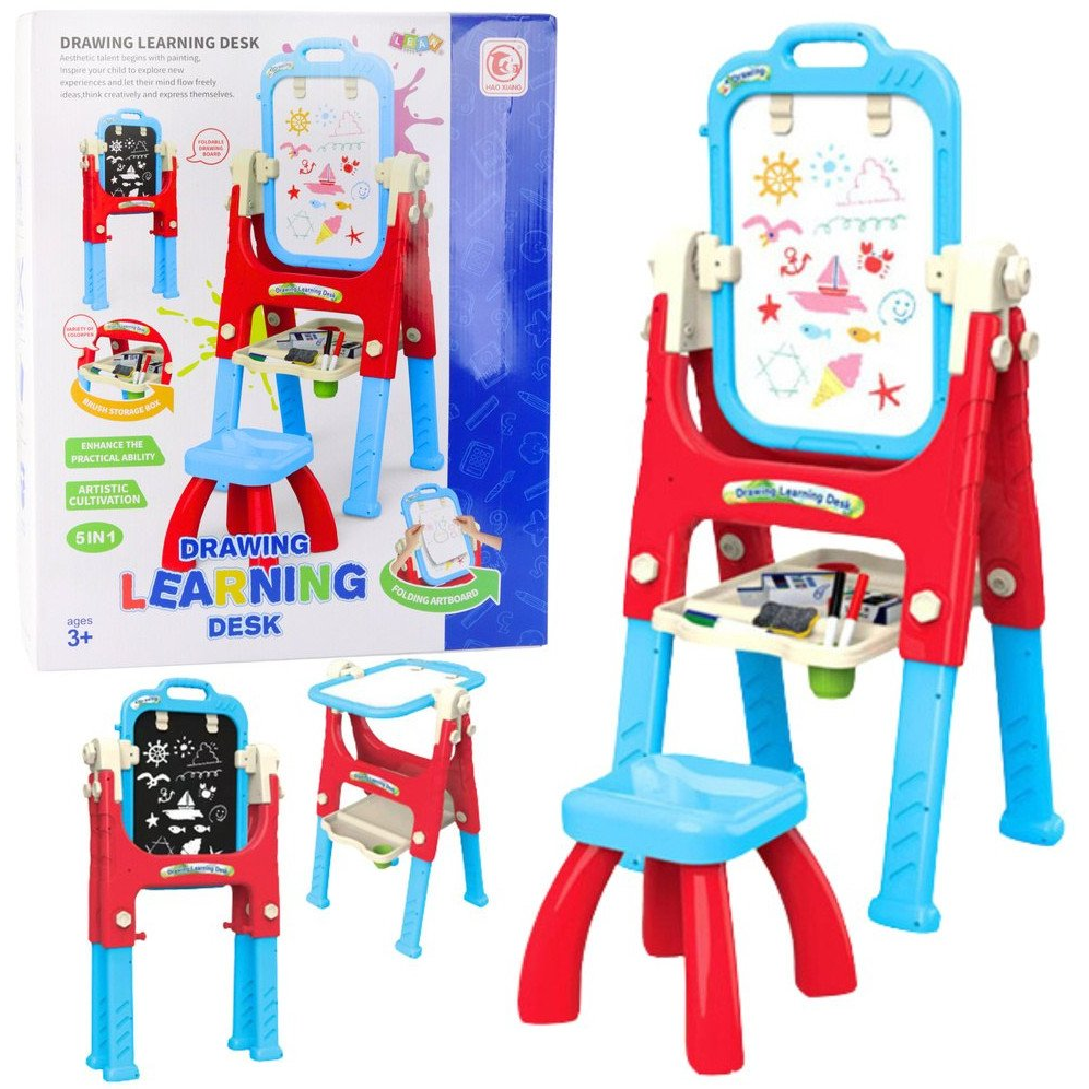 Oktatási Tábla 5In1 Székkel Multifunkcionális Kiegészítőkkel Kék