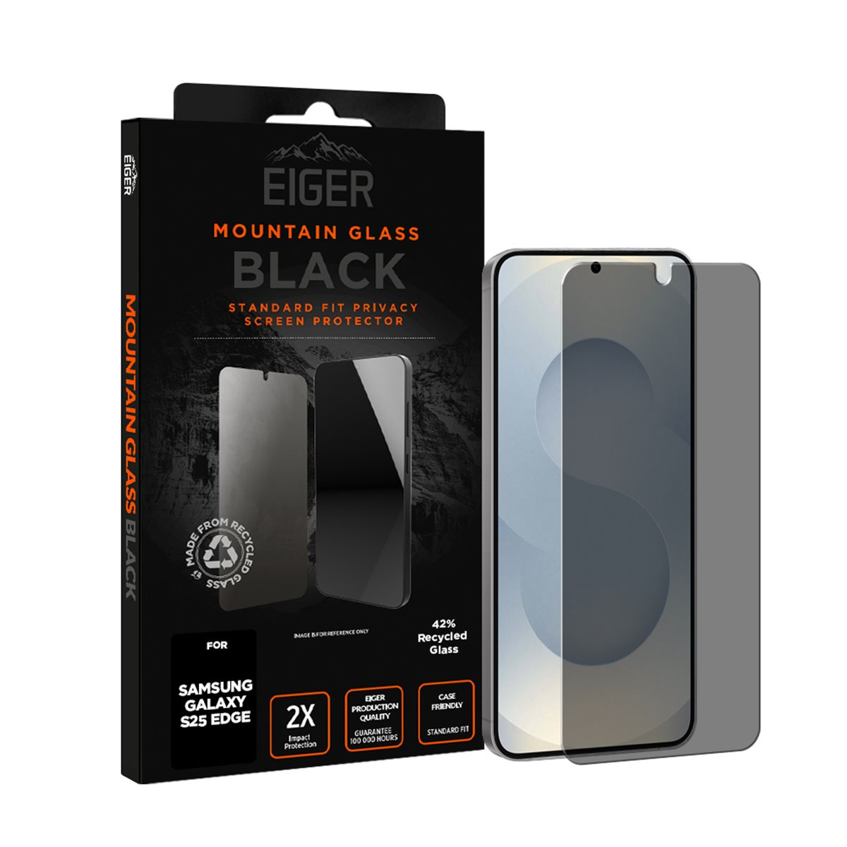 Eiger SP Privacy Galaxy S25 Edge Telefon kijelzővédő üveg - Fekete (EGMSP00320)