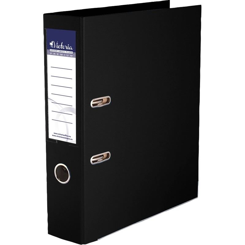 Victoria Premium iratrendező 75mm, A4, PP/PP, élvédő sínnel fekete (IDIP75FK) (IDIP75FK)