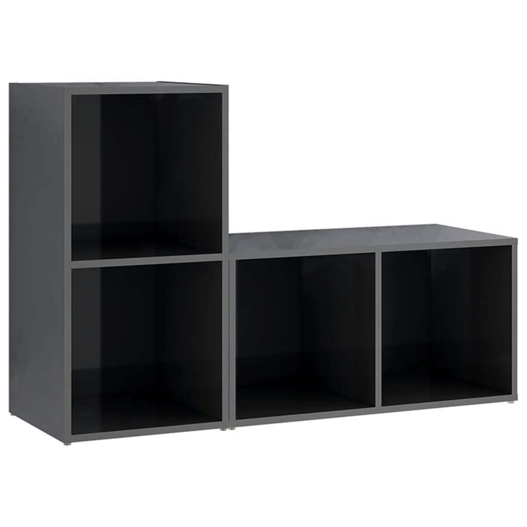 2 db magasfényű szürke forgácslap TV-szekrény 72 x 35 x 36,5 cm (3079951)