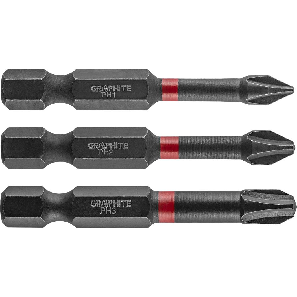 GRAPHITE 56H543 Torziós Ütvecsavarozó Bit PH1/2/3X50mm, 3db (56H543)