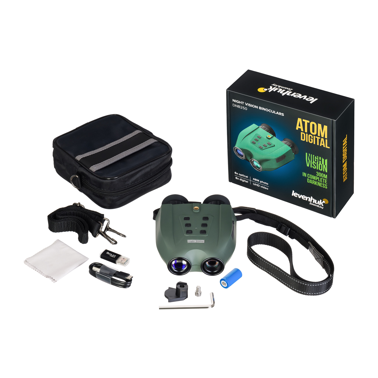 Levenhuk 6x21.3 Atom Digital DNB250 éjjellátó távcső - Zöld (83055)