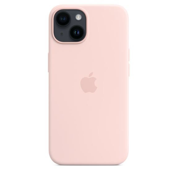 Защитен калъф Apple Silicone Case with MagSafe, За iPhone 14, Chalk Pink