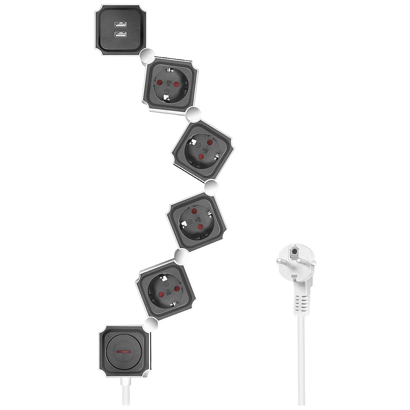 LogiLink LPS276U Elosztó kapcsolóval Fehér, Fekete Védőérintkezős 1,5m (LPS276U)