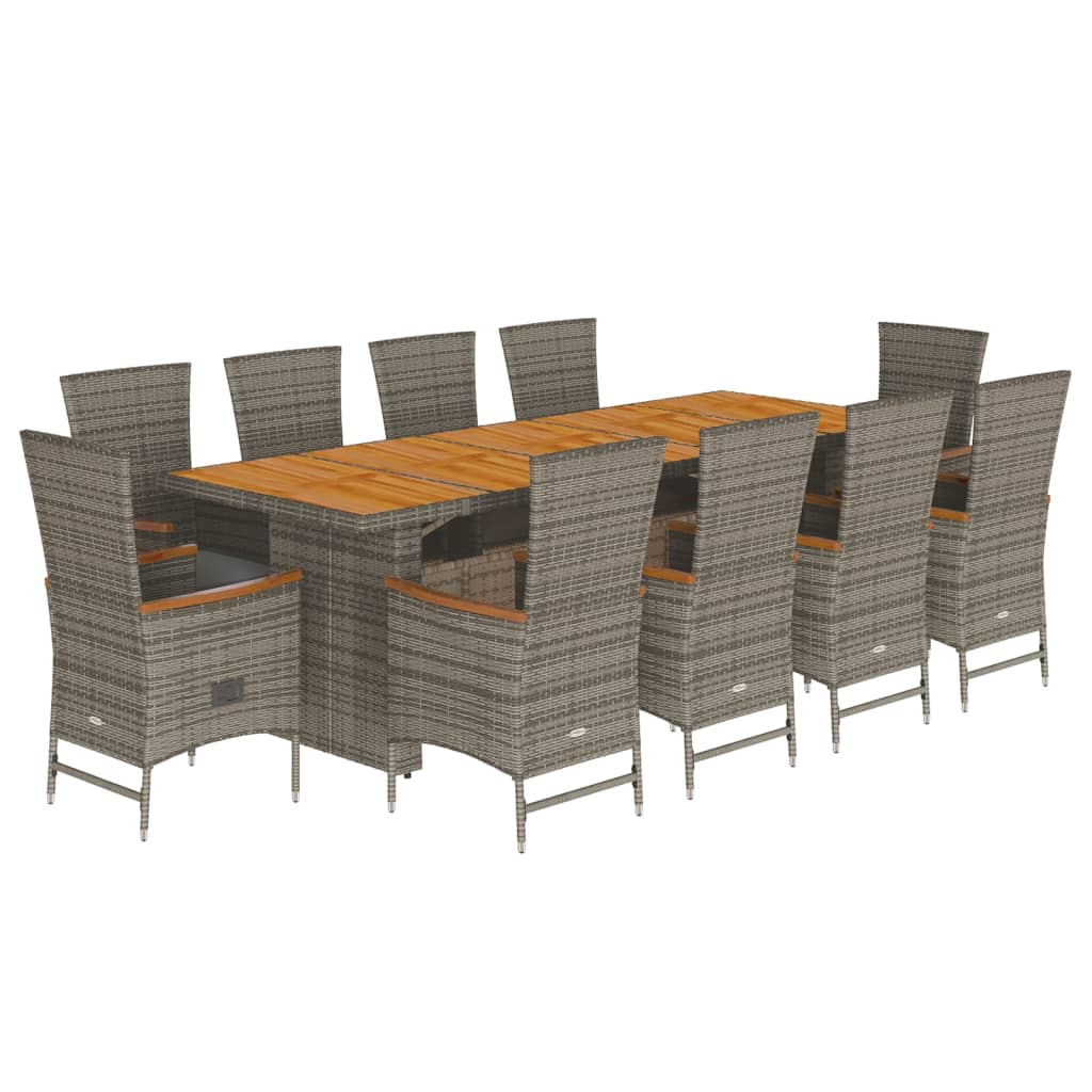 11 részes szürke polyrattan kerti ülőgarnitúra párnákkal (3277547)