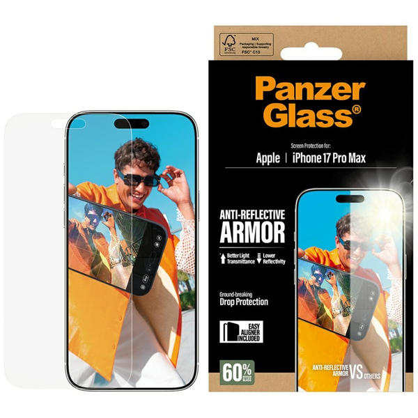 PanzerGlass ® Anti-Reflective Armor Screen Protector iPhone 17 Pro Max w. EasyAligner Pellicola proteggischermo trasparente Apple 1 pz