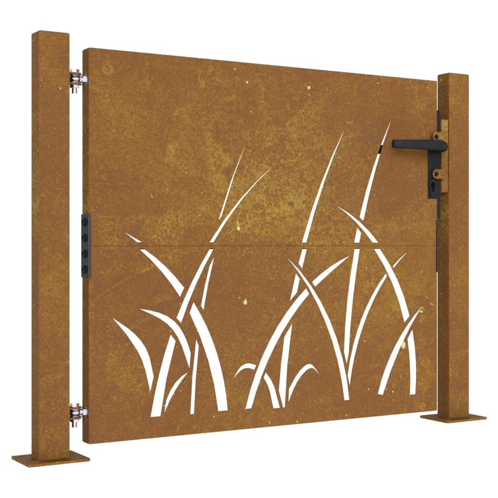 fűmintás corten acél kerti kapu 105 x 105 cm (153227)