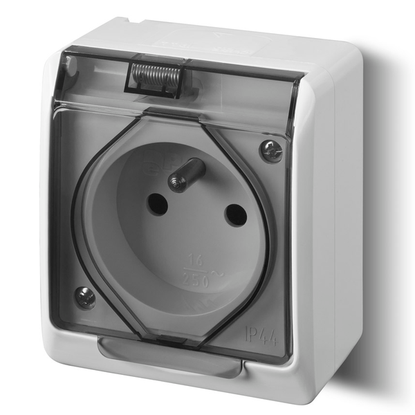  Elektro-Plast Gniazdo natynkowe GNT Hermes 2P + Z białe z klapką dymną (0321-01)