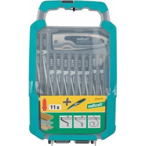 Fűrészlap készlet szúrófűrészhez HCS + zsebkés, Wolfcraft 23770000