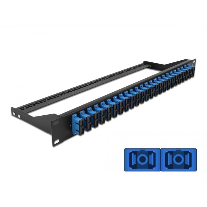 Delock 19 száloptikás csatlakozó panel 24 portos SC duplex kék (43392) (DE43392)