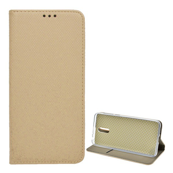 Tok álló, bőr hatású (FLIP, oldalra nyíló, asztali tartó funkció, rombusz minta) ARANY [Alcatel 3L (2019) OT-5034D] (5996591045719)
