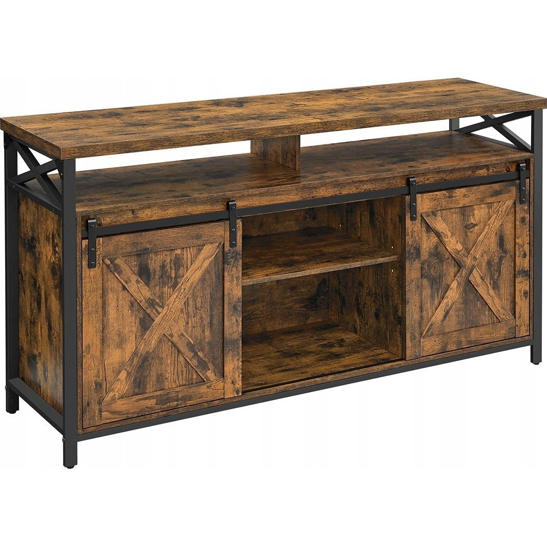 Vasagle TV-Állvány Szekrény, Fém Keret, Rusztikus Barna és Fekete (LTV071B01V1 XXX)