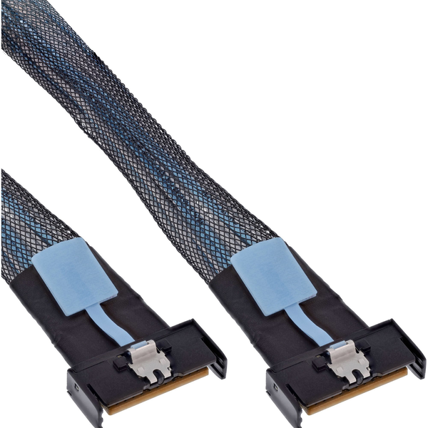 InLine 27661A Serial Attached SCSI (SAS)-kabel 0,5 m 24 Gbit/sek. Sort, Blå, Grå