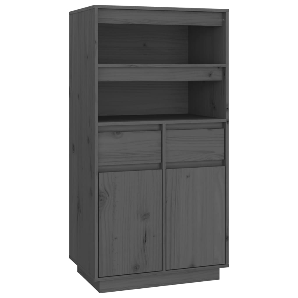 szürke tömör fenyőfa magasszekrény 60x40x116,5 cm (814536)