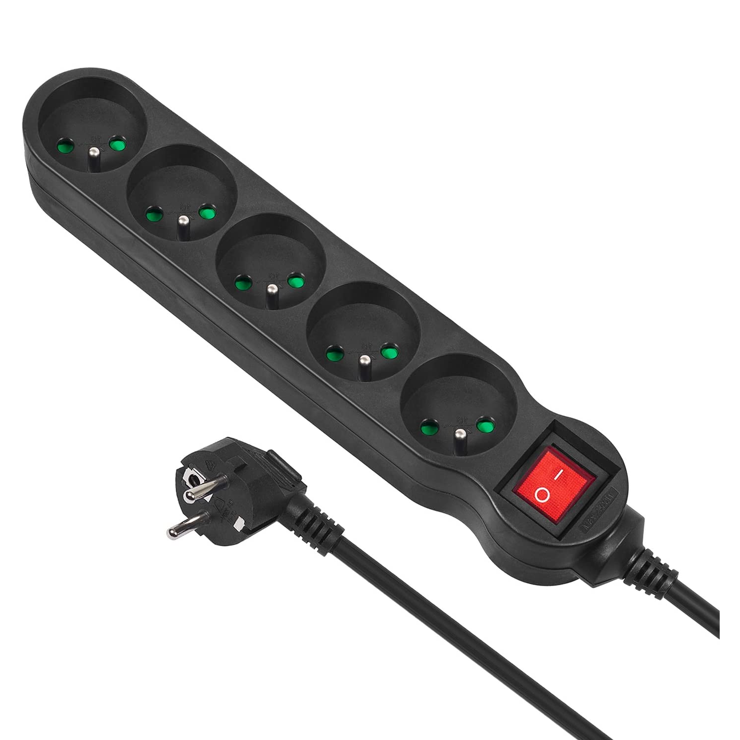 Maclean MCE183 Elosztó 5 aljzatos 1.4m - Fekete (MCE183)