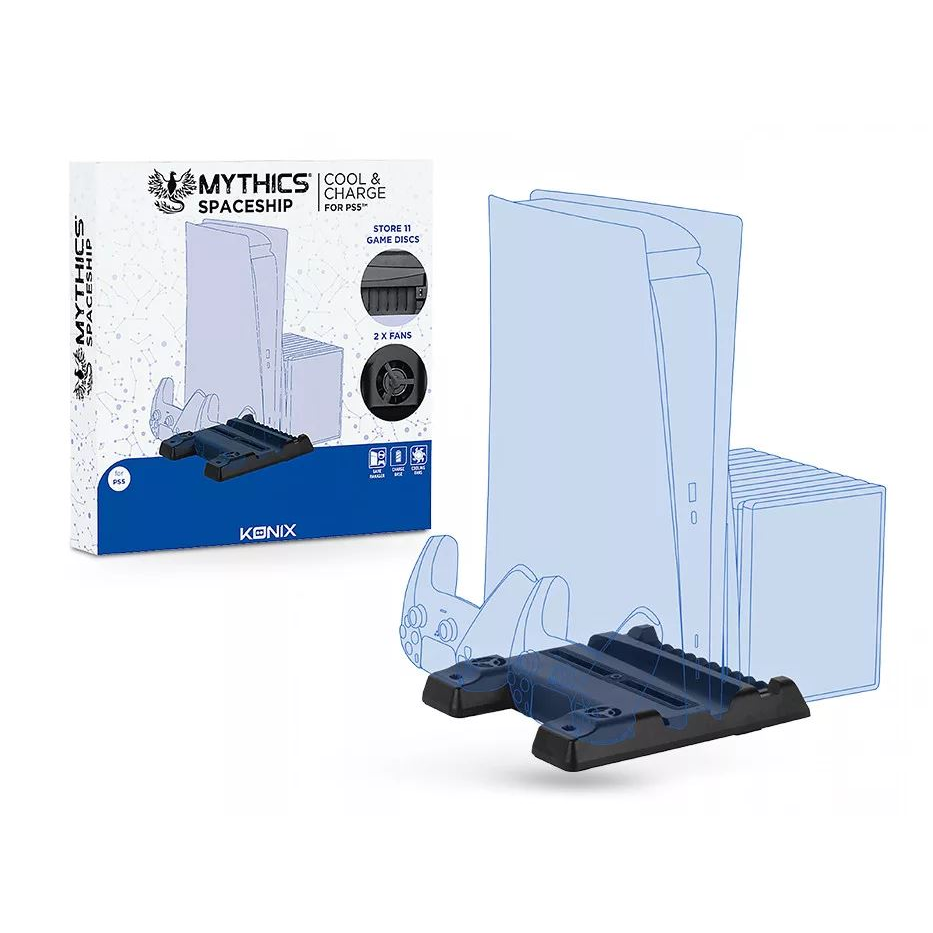 Konix Mythics PlayStation 5 (PS5) multifunkciós töltőállomás és hűtőállvány fekete (KX-MY-P5-SPACES) (KX-MY-P5-SPACES)
